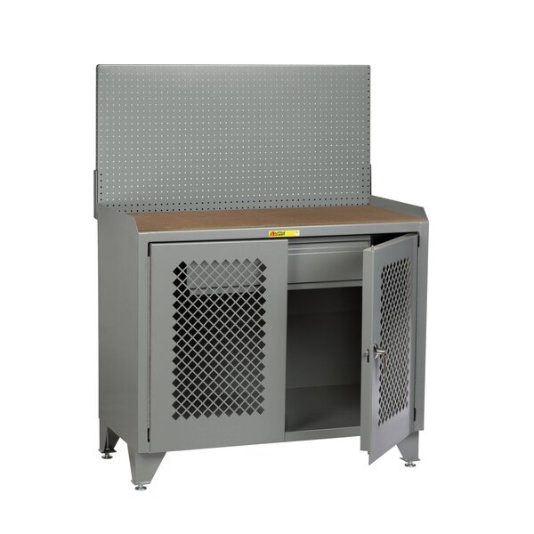Bench Cabinet, 24" X 36", Perforated Doors, Hardboard, Pegboard Panel